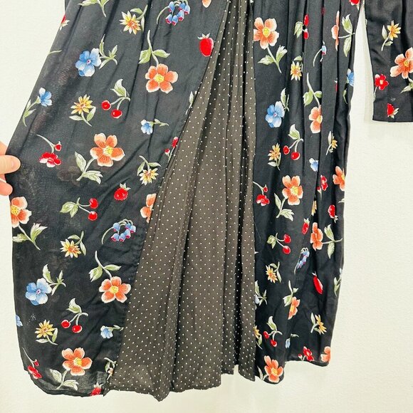 Vintage 90s Lace Collared Floral Cottagecore Mini Dress Retro Feminine Belted - Picture 6 of 9